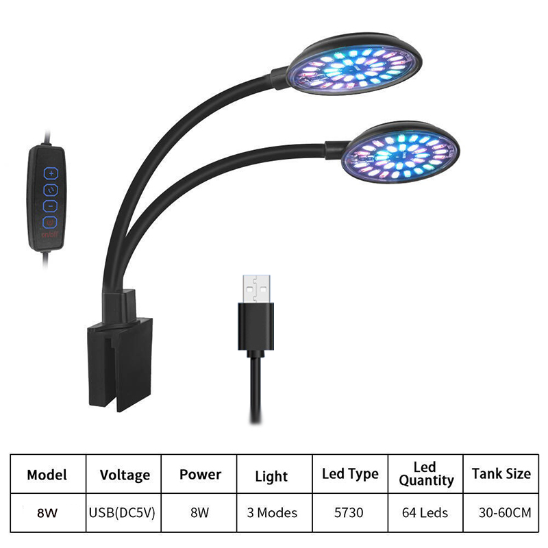 Luz LED USB para acuario, lámp - Aquarium Plant Growing reseña y precio